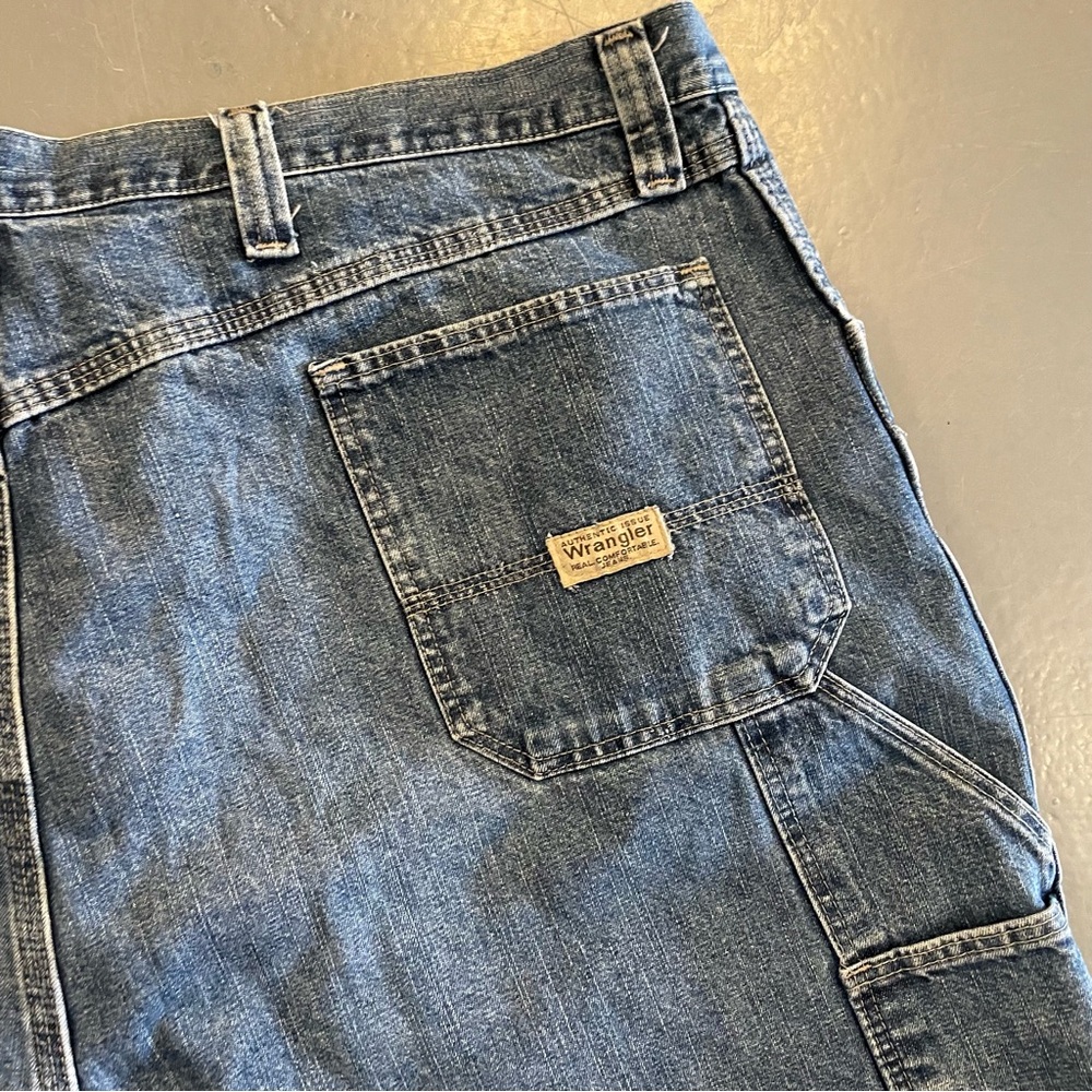 Wrangler 100% Cotton Denim Blue Jean Carpenter Shorts Mens 44” - Picture 6 of 8